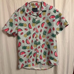 Men's Fruit Print Casual Shirt - Pink and Green